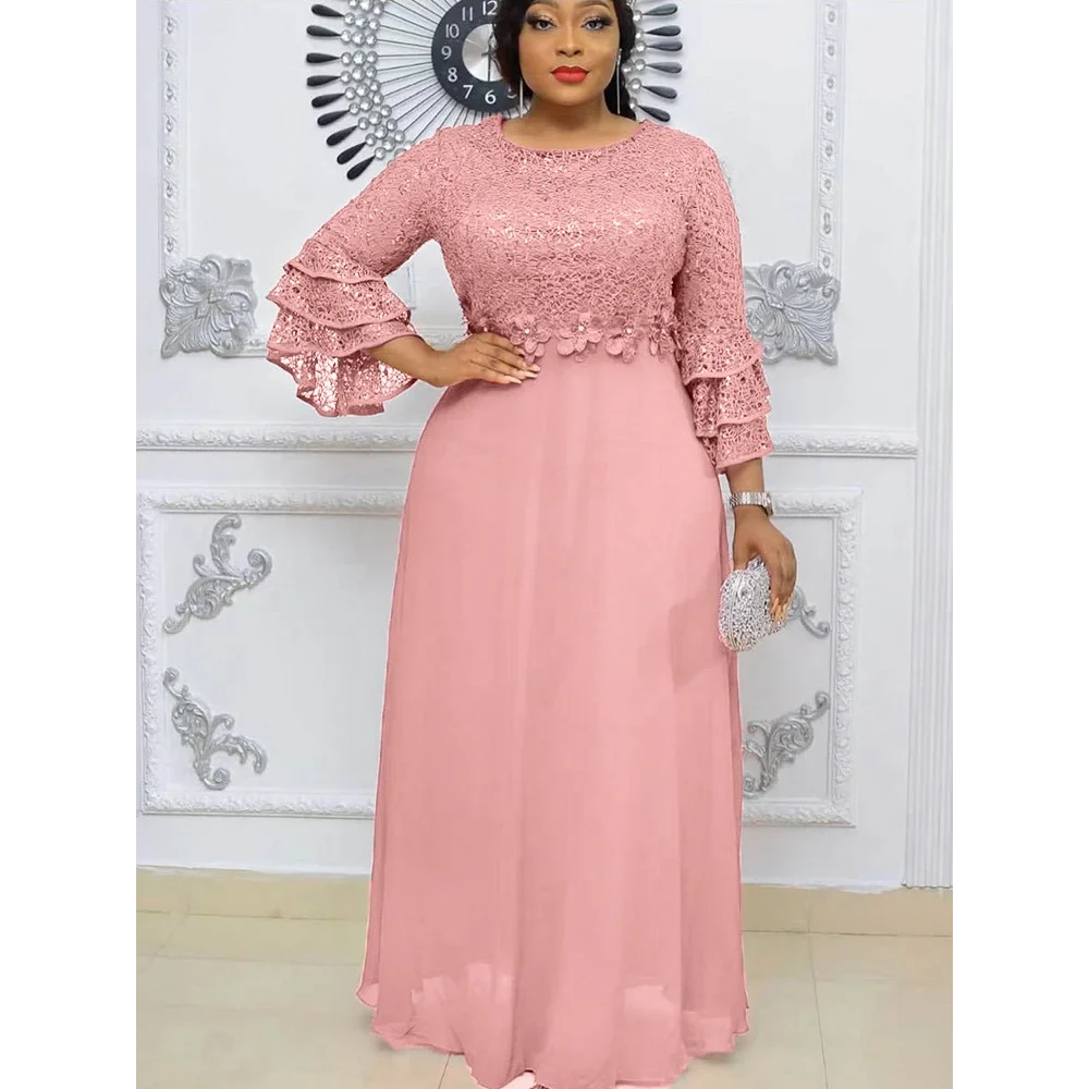 Vestidos elegantes para mujer, vestido largo de gasa con lentejuelas de lujo, trajes Dashiki africanos, vestidos de fiesta de graduación y cumpleaños, ropa femenina