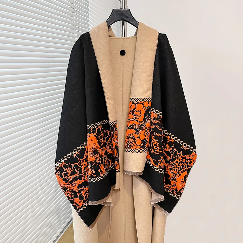 New Winter Two-Sided Ethnic Style Cashmere Jacquard Scarves High Quality Women Thicken Wrap Shawl Ladies Wool Pashmina Scarf