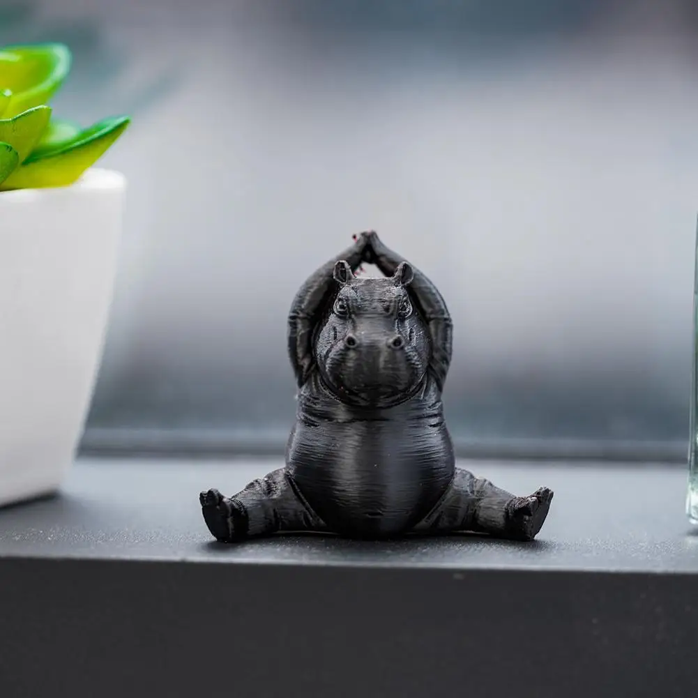 Yoga Master Hippo Statue Handcrafted Resin Hippopotamus Figurine Hippo Figurine Yoga Statue Meditation Hippopotamus For Home