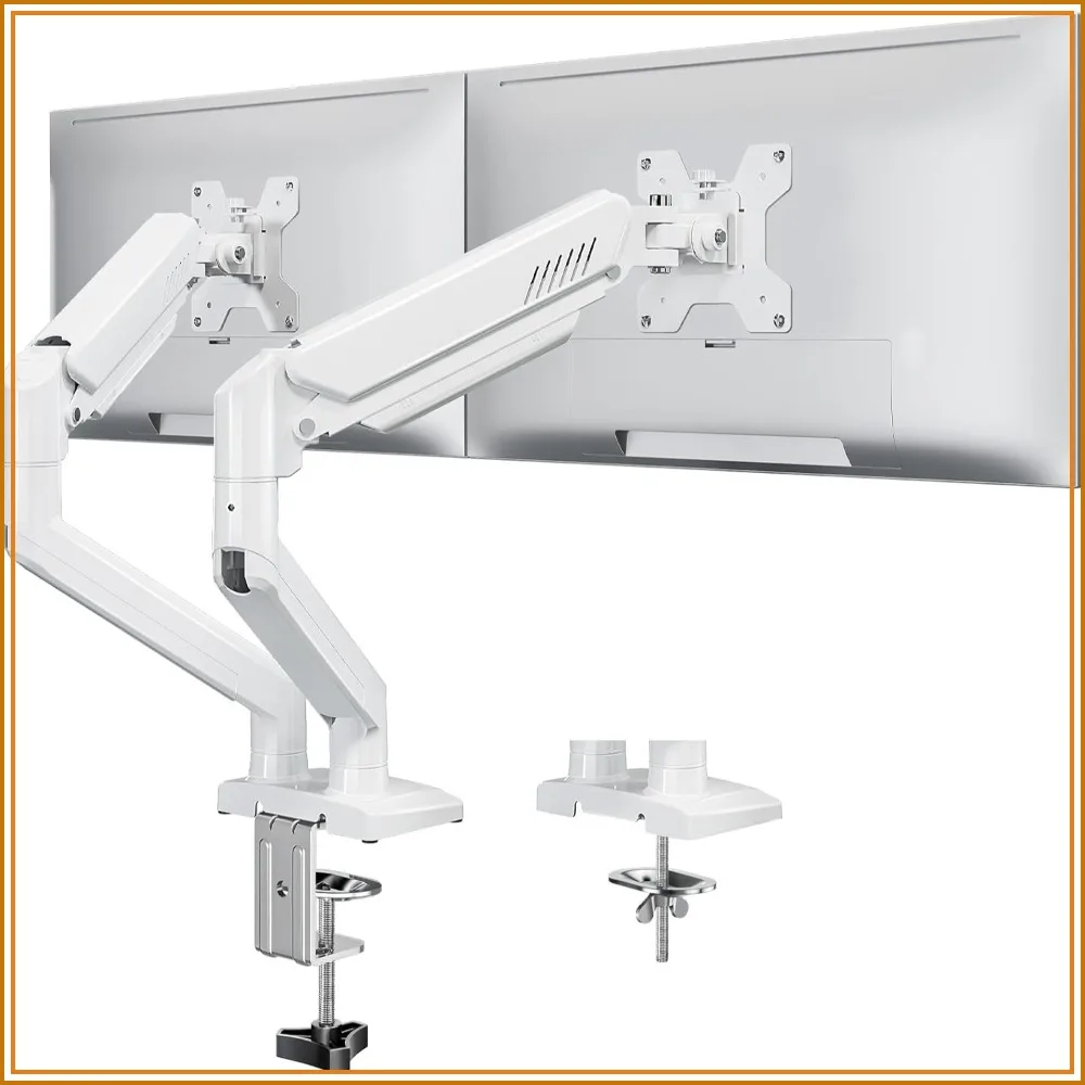 Dual Monitor Stand for 32" Screens, 4.4-22 lbs, Height Adjustable Desk Mount, VESA Compatible, Home Office