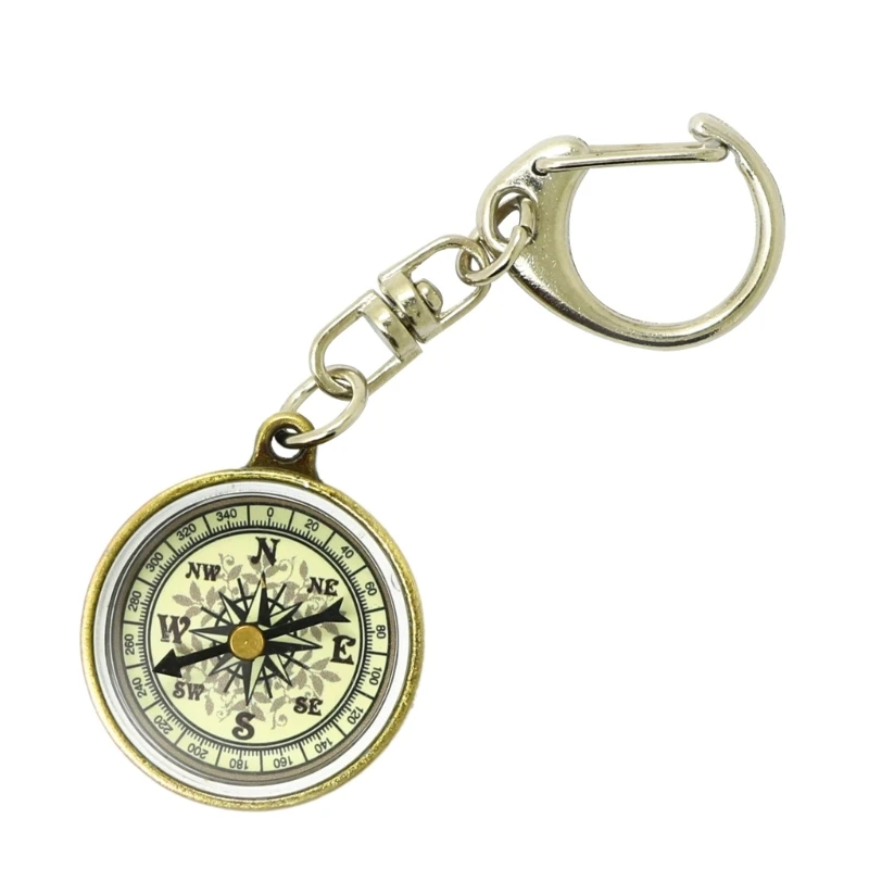 Portable Compasses Retro Pocket Compass Keyring Lightweight Mini Compass Keychain Gift for Camping Orienteering Hiking