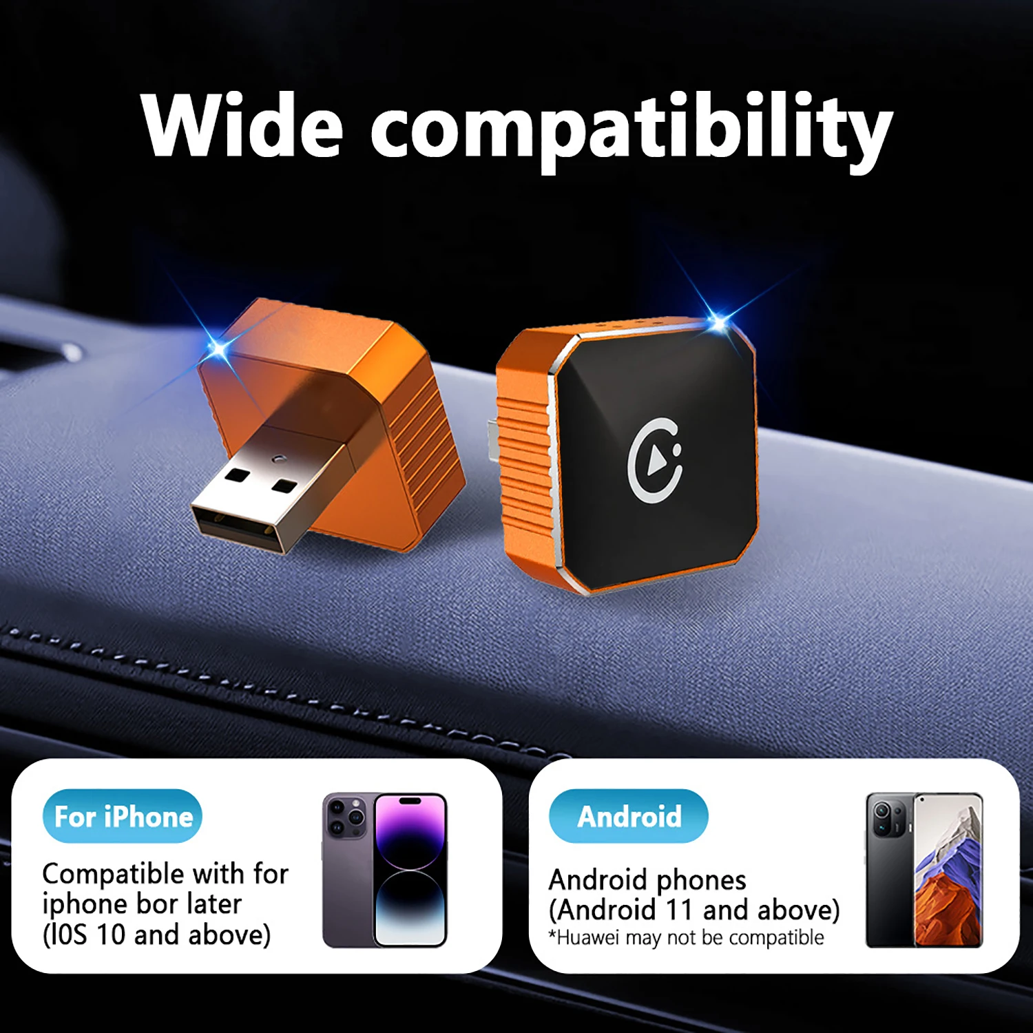 Picture 5: Wireless CarPlay & Android Auto Adapter – Plug & Play, 3X Speed Auto Connect for 1000+ Vehicles, iOS & Android
