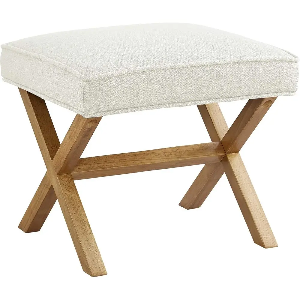 

Small Ottoman oot Rest, -Century ern X Square Polyester oot Stool, Linen, Ivory White, 18"D x 19.8"W x 18.3"H