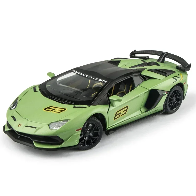 1:24 Lamborghini Aventador SVJ 63 Alloy Car Model Diecast Car Sound Light Car Lovers Collection Kids Birthday Gift Boys Toys