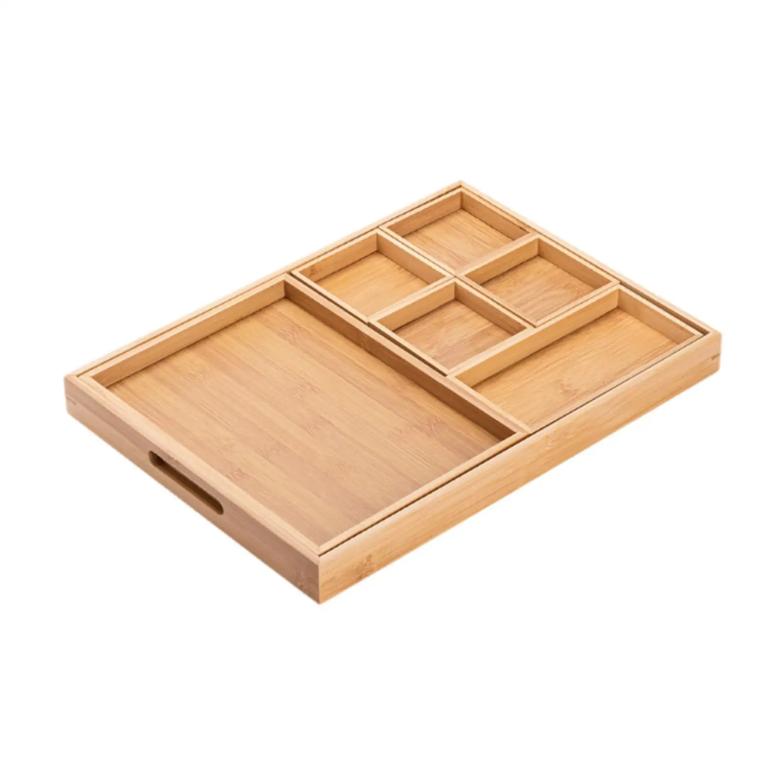 Bamboo Serving Trays Snacks Plates Elegant Multipurpose Set Fruit Plates for Dining Table Coffee Table Bar Kitchen Countertop