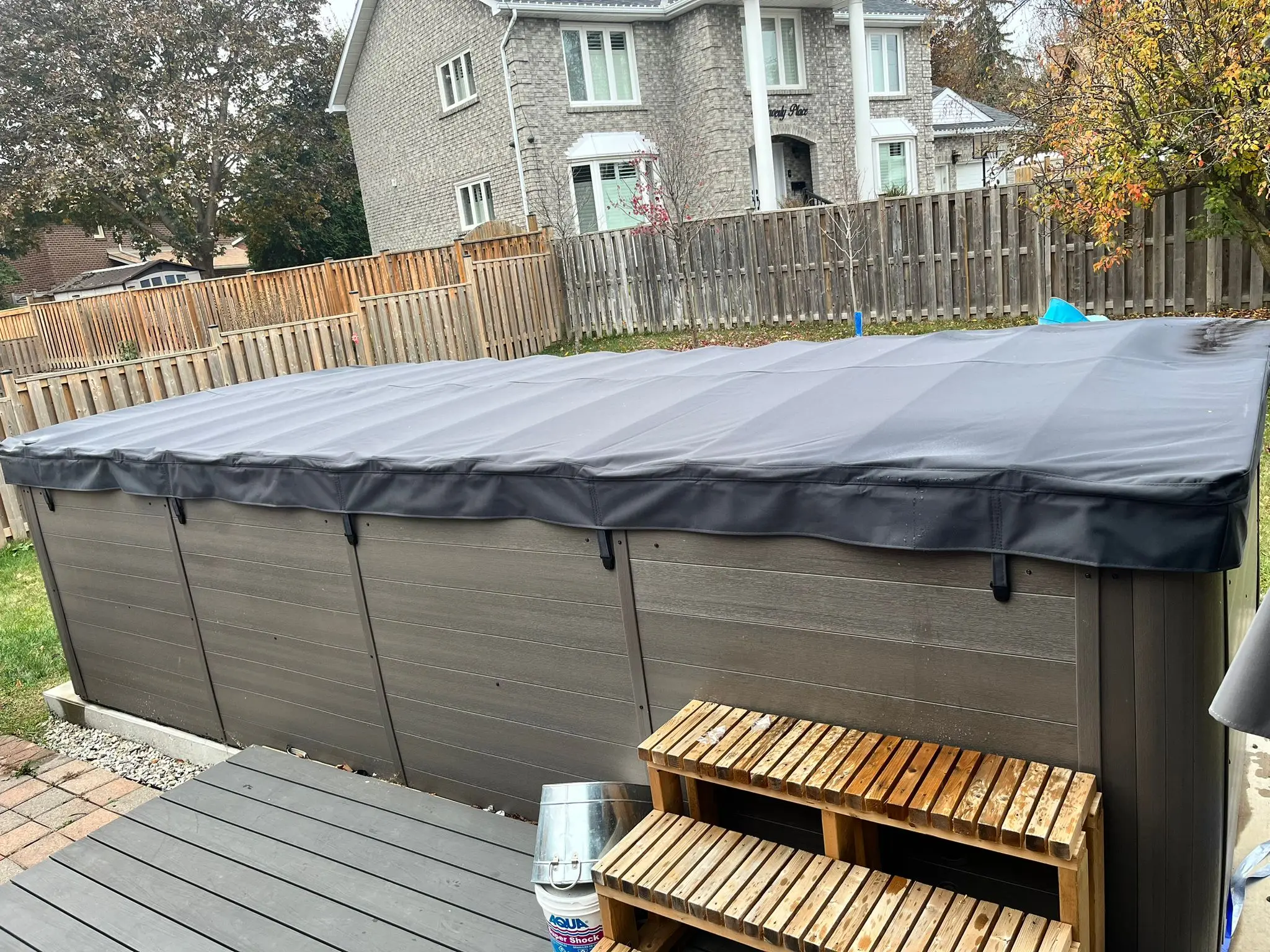Dark Grey Oxford Fabric Insulated Roll-Up Cover for Swimming Pools Swim Spas & Hot Tubs-Durable & Waterproof Customizable Size