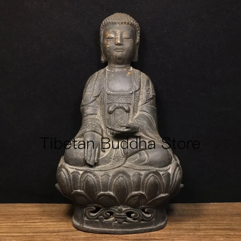 

25cm Nepalese Tibetan Bronze Ornament Brass Shakyamuni Amitabha Buddha Statue Ornament