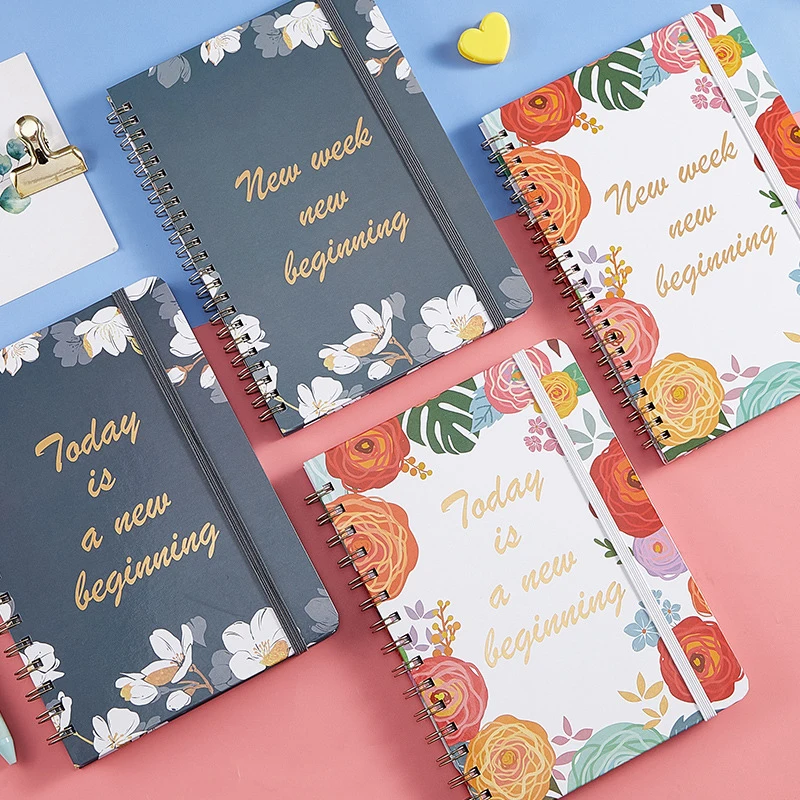 A5 2025 365 Days English Calendar Planner Notebook Weekly Goal Habit TrackerS Kawaii Agenda Planner Diary Schedules Organizer