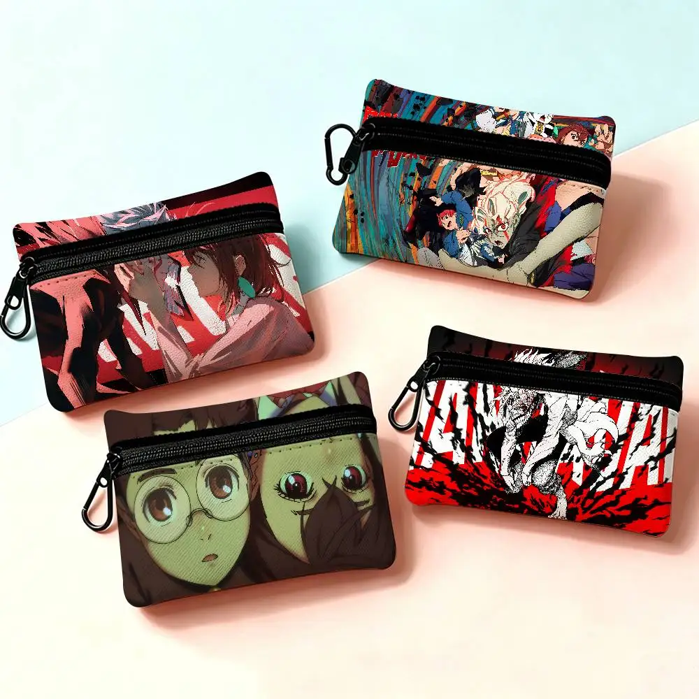 Adventure Anime Dandadan Portable Oxford Fabric Mini Wallet Carabiner Design Small Coin Bag For Cards Keys Earphones