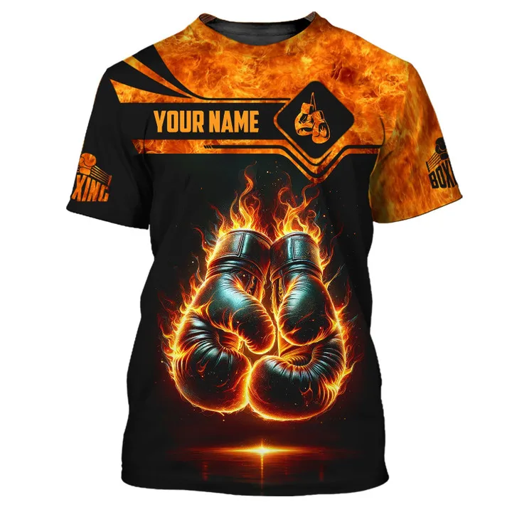 Custom Name Boxing Gloves Graphic T Shirt For Men New In Crew Neck Oversized Tee Shirts Tops Mens Tee Shirts For Boxing Club