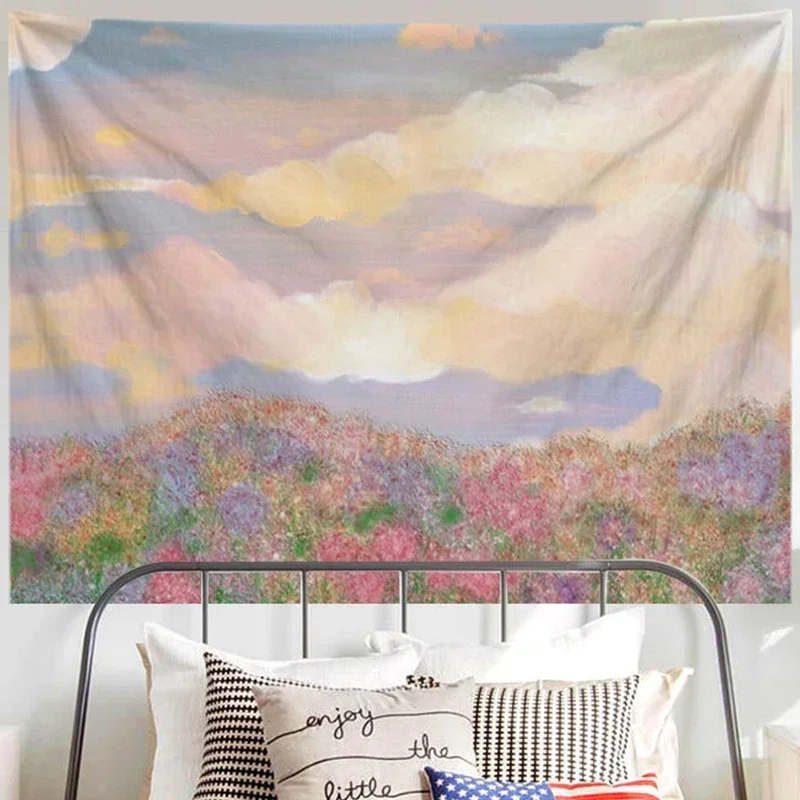 Ashou-Oil Painting Landscape Tapestry, Dorm Decoration, Aesthetic Wall Tapestry Decor