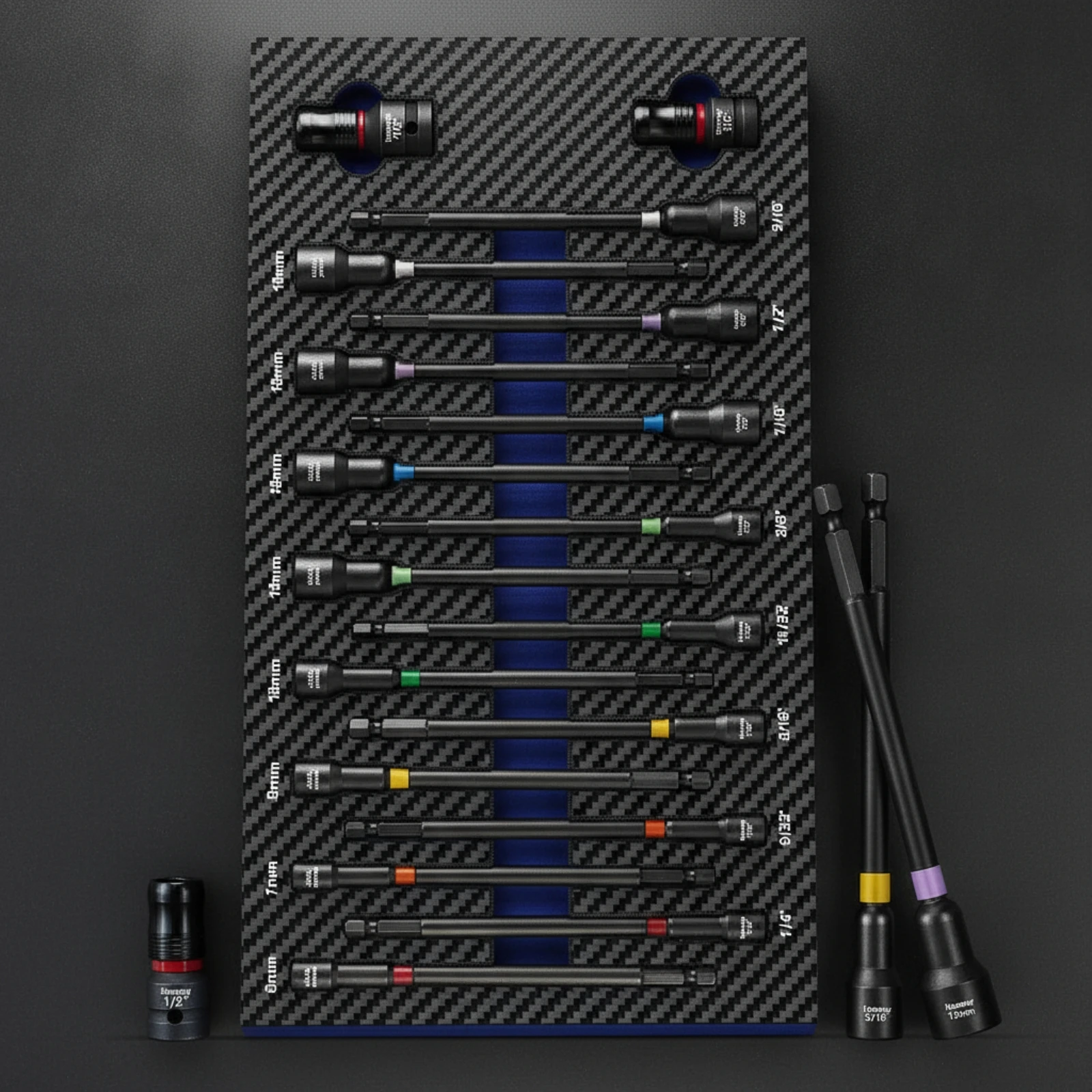 18 Pieces Attracting Socket and Bit Holder Deep Impact Socket Set with Holder Tools Organized for Mechanics, Workshop, Garage