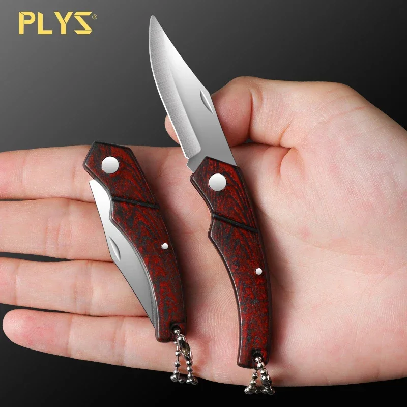 12pcs mini folding knife, multi-functional mini pocket knife with wooden handle, fruit knife, outdoor stainless steel knife