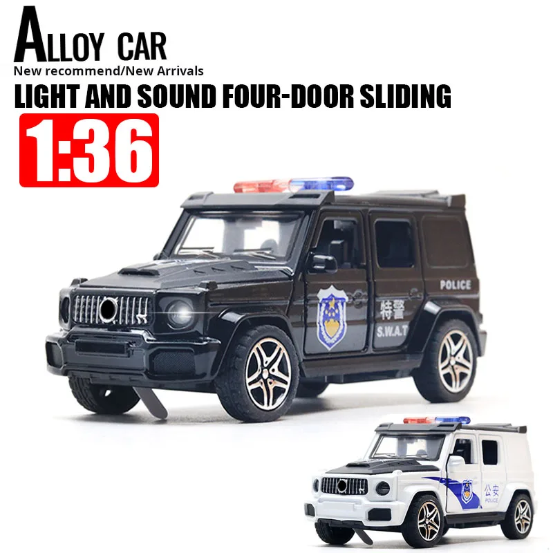 

1:36 Police Cars Alloy Models Diecast Toy Pull Back Alloy Car Model Sound and Light Power Children's Toy Birthday Boys Gifts