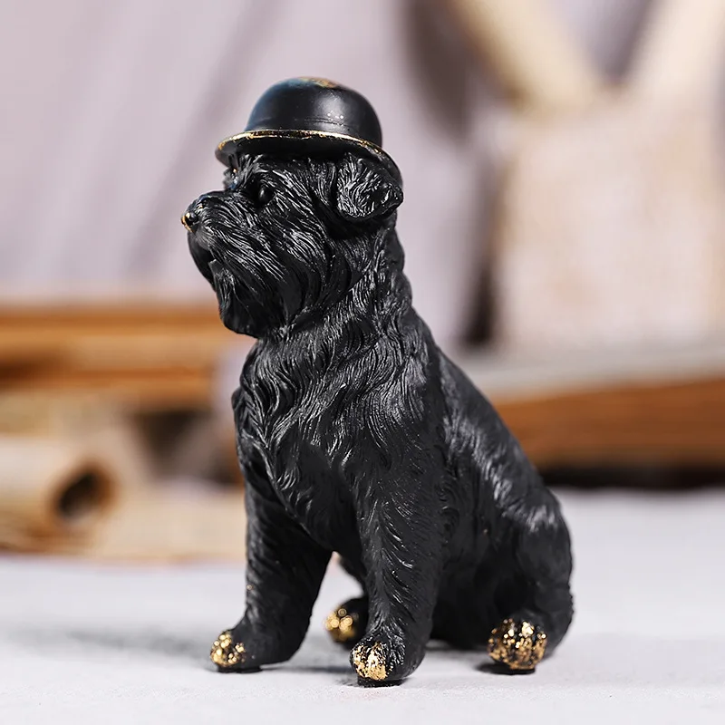 Ornaments Home Figurines For Interior Statues For Decoration Sculptures Simulation Animal Black Dog