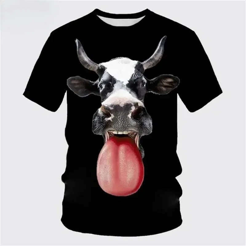 Modische Kurzarm-T-Shirts mit Tier-Kuh-Grafik für Männer und Kinder, 3D-Druck, lässiges, lustiges T-Shirt, lässige, übergroße Hip-Hop-T-Shirts