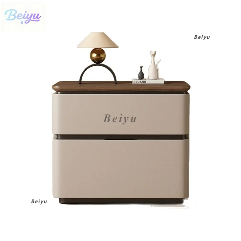 

New Italian minimalist solid wood premium bedside table bedroom light luxury modern home simple storage bedside table