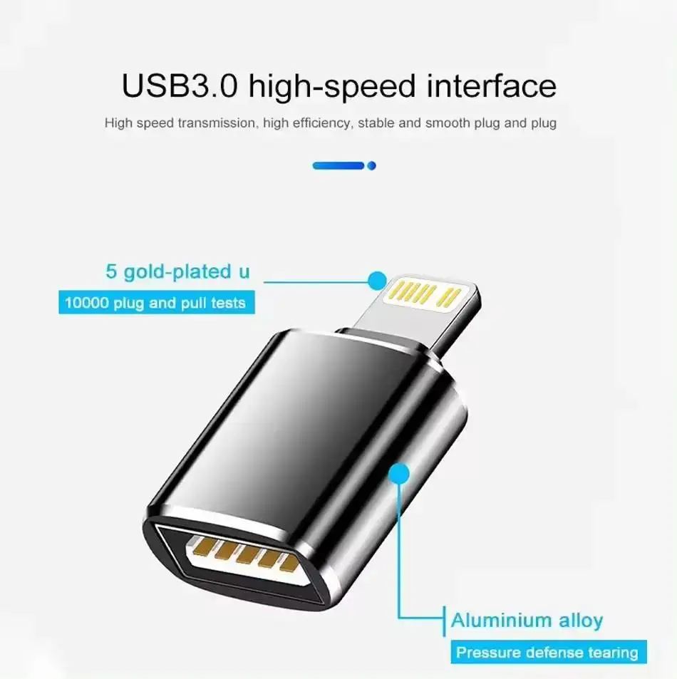 USB 3.0 OTG Adapter Suitable for IOS 13 And Above IPhone 14 13 12 11 Pro XS Max XR X 8 Plus 7 6s IPad Can Read USB Flash Drive