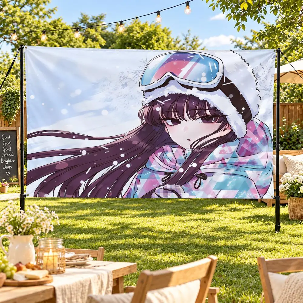 Cartoon Komi Cant Communicate Flags Suitable For Party Club Outdoor Interior Wall Art Decoration Banner Fans Gift