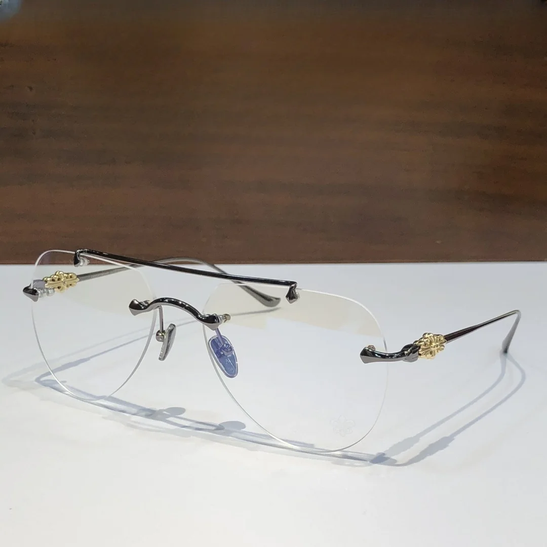 2025 New Luxury Brand Women's Fashion Frameless Glasses Frame Men's Classic Pilot Design Optical Computer Myopia Eyeglasses