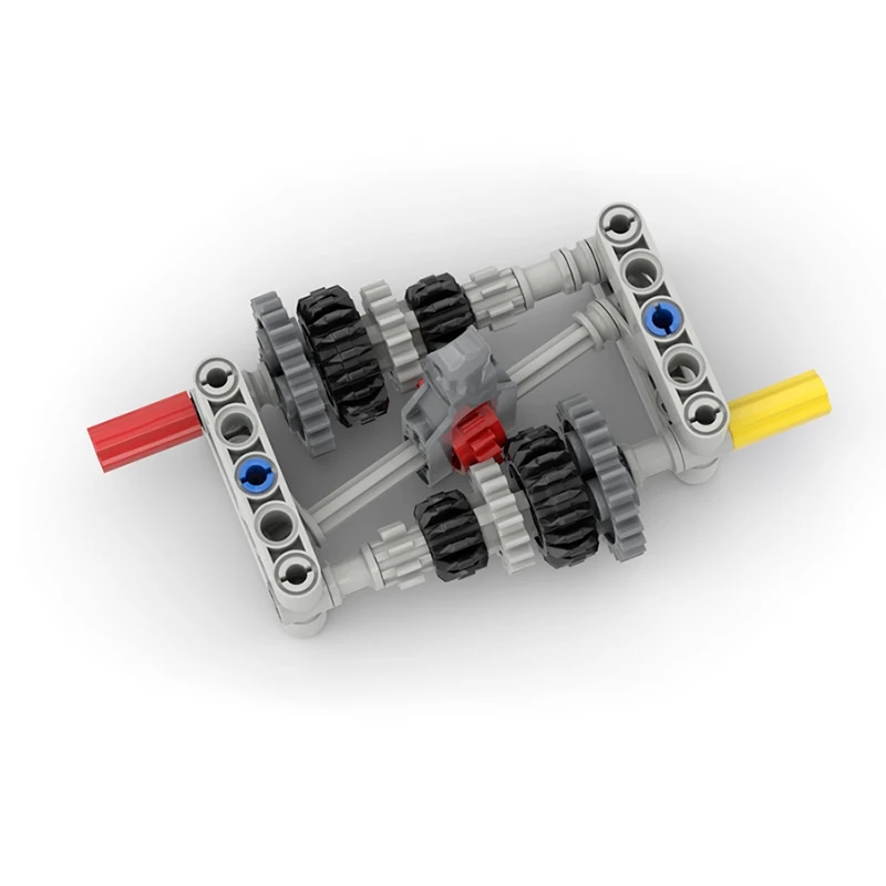 5-speed Manual Gearbox Building Blocks MOC Gearboxes Modified Kit Small Particle Technical Bricks Differential Gears DIY Toys