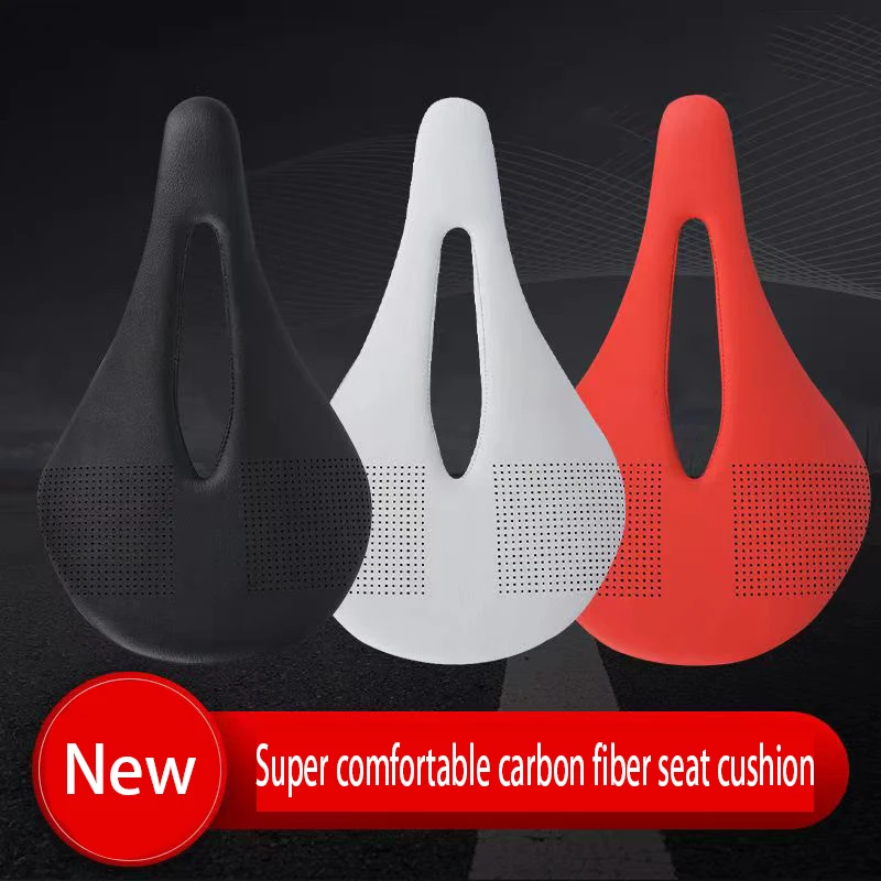 2022 new carbon fiber seat cushion mountain bike road bike super light leather super comfortable saddle