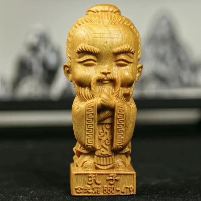 

Natural Cypress Confucianism Confucius Statue，Solid Wood Handmade Art carving Home Room, Office Decoration Figure Statue