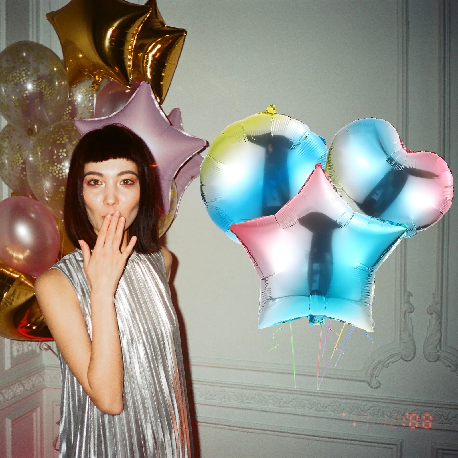 

18 pcs Aluminum Aluminum Film Balloon Film Balloon 18 Inch Decorative Party Wedding Birthday Christmas Decoration Supplies