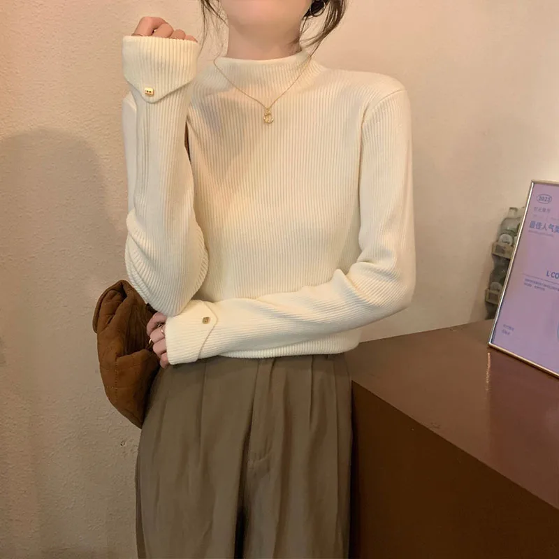 

Осенне-зимние модные простые теплые вязаные топы, женская одежда, винтажные элегантные пуловеры, удобные мягкие свитера для поездок на работу