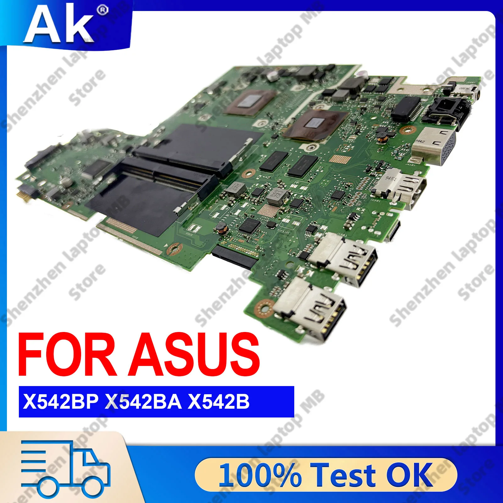 X542BP Laptop Motherboard For ASUS VivoBook X542B A580B FL8000B X542BP Notebook Mainboard With A6 A8 A9 CPU 100% Tests OK Stk