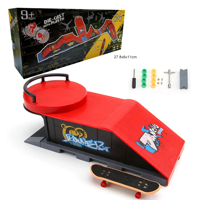 1 pz fai da te Finger Skatepark Professional Tech Practice Deck Platform Stunt Finger Skateboard assemblare rampa Park kit giocattoli