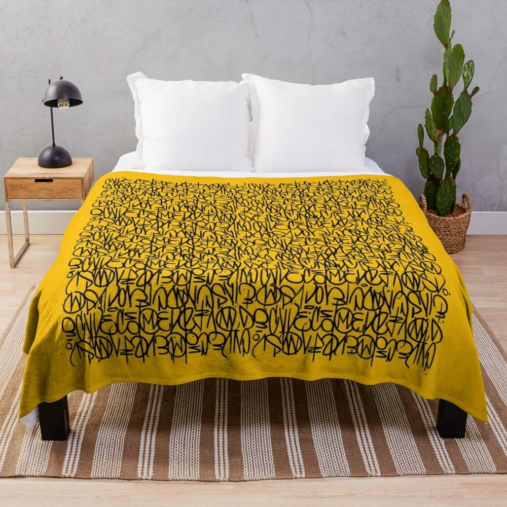 

Abstract Typography - Ocre Throw Blanket Bed covers Baby Thin Cute Plaid Blankets