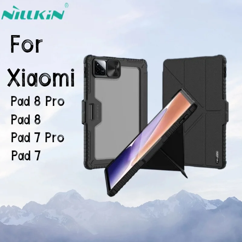 NILLKIN For Xiaomi Pad 7 Pro Pad 8 ProMagnetic Case Multi-angle Folding Camera Protection Black Cover With Pencil Holder