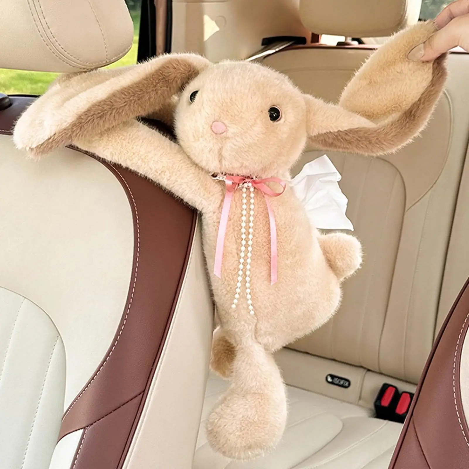Car Tissue Holder Cute Plush Space-Saving Animal Storage Car Paper Towel Holder Tissue Dispenser For SUV RV Sedan Automotive