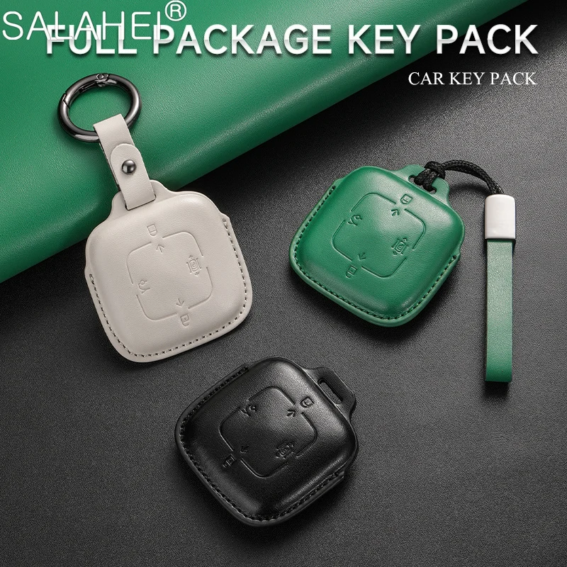 Leather Car Key Case For Zeekr 001 007 009 X Square Smart Remote Key Fob Cover Anti‑Scratch Key Holder Car Interior Accessories