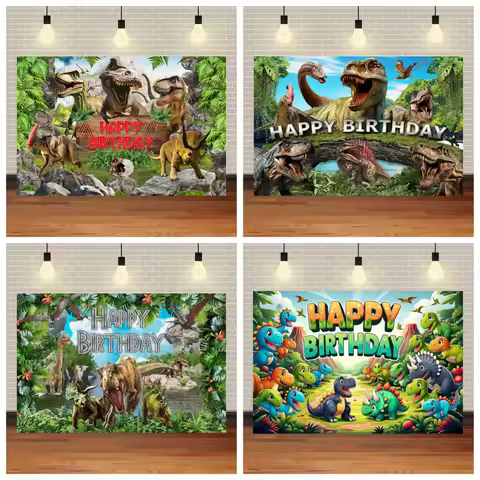 Animal World Dinosaur Theme Baby Boy Birthday Party 3D Safari Jungle Baby Shower Portrait Photography Background For Studio Prop