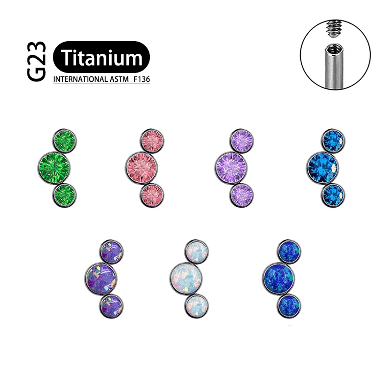 G23 Titanium Lip Labret Nose 16G Green Opal Zircon Internally Threaded Earring Helix Tragus Cartilage Ear Piercing Jewelry