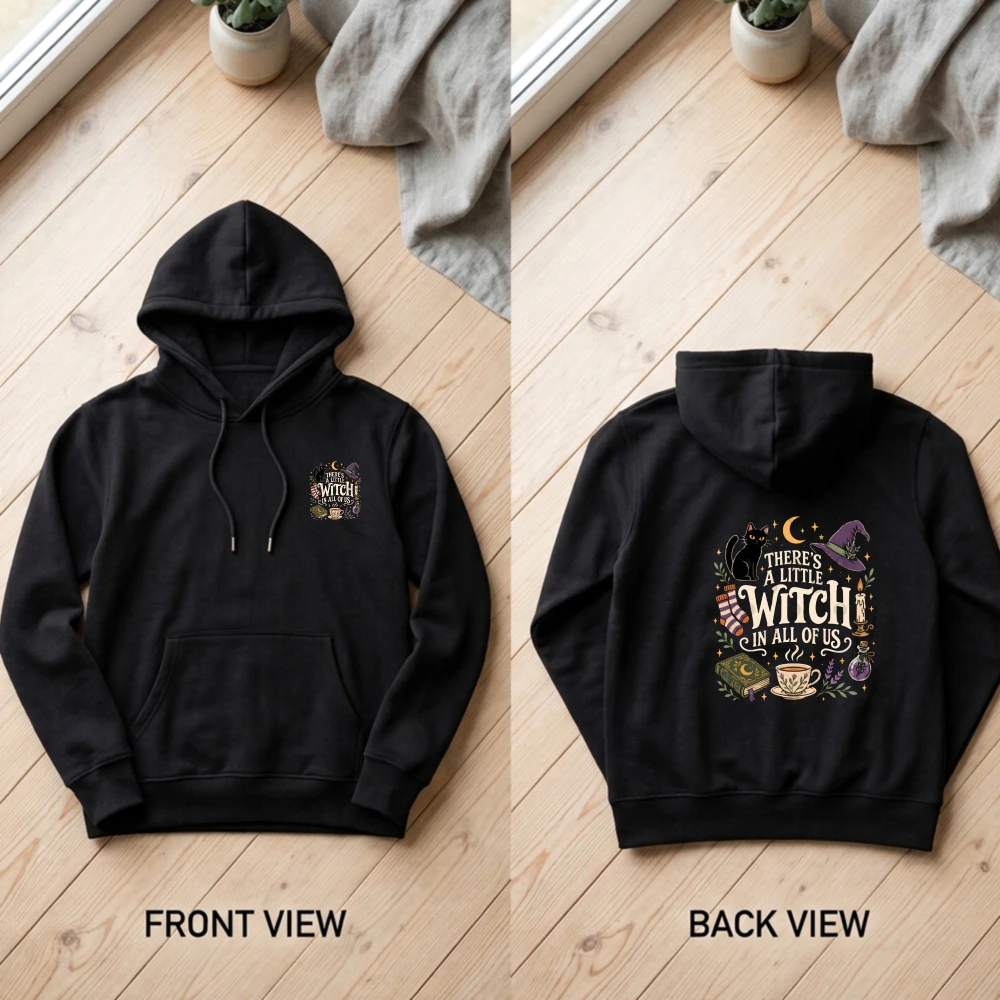 Little Witch in All of Us Graphic Hoodies Gothic Magic Women Men Long Sleeve Sweatshirt Harajuku Streetwear Jumper Hoodies