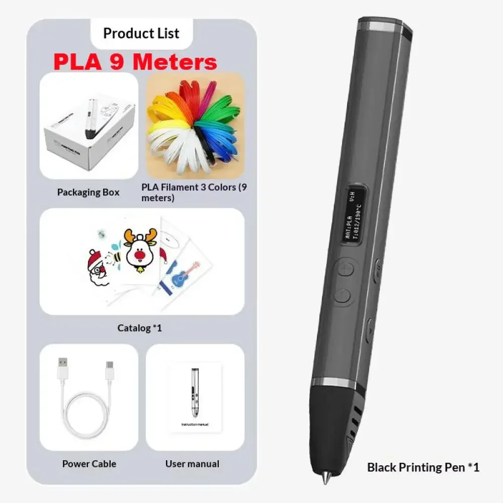 Professional 3D Print Pen Competition Level OLED Display 3D Printing Pens With PLA Filament 3D Doodling Making Detachable Design