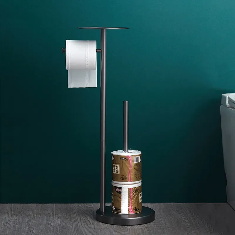 Stainless Steel Toilet Paper Holder with Brush Stand Wall Mounted Tissue Roll Rack for Bathroom Hotel Home Storage Organizer