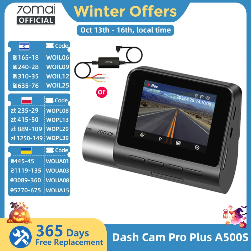 70mai A500S Rekorder Auto DVR Frontkamera a500s 1944p Nachtsicht 70mai Dash Cam Pro plus eingebaute GPS Wifi Unterstützung Heck kamera