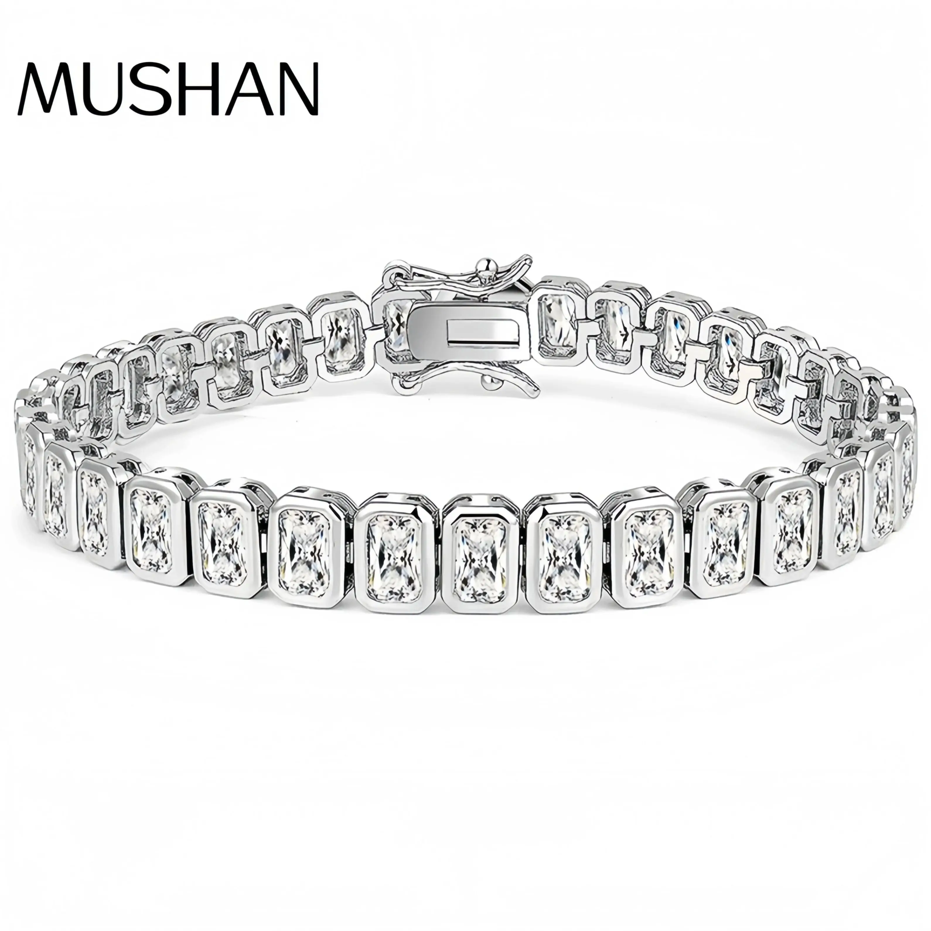 

MS Luxury Jewelry 925 Sterling Silver Bracelet For Women Men HCD Gemstones Chain Tennis Bracelets Bangles s925 Fine Jewelry