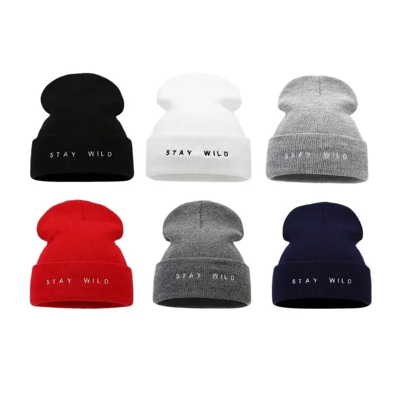 Autumn Cotton Letter Thicken Knitted Hat Warm Skullies Cap Beanie Hat For Men and Women 194