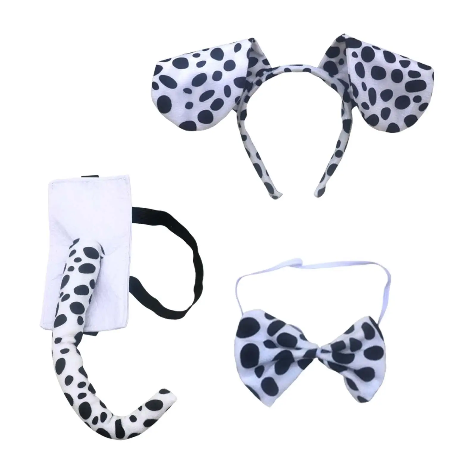 

Dalmatian Costume Set Dog Ears Headband, Bowtie and Tail Accessories Set Spotted Dog Costume