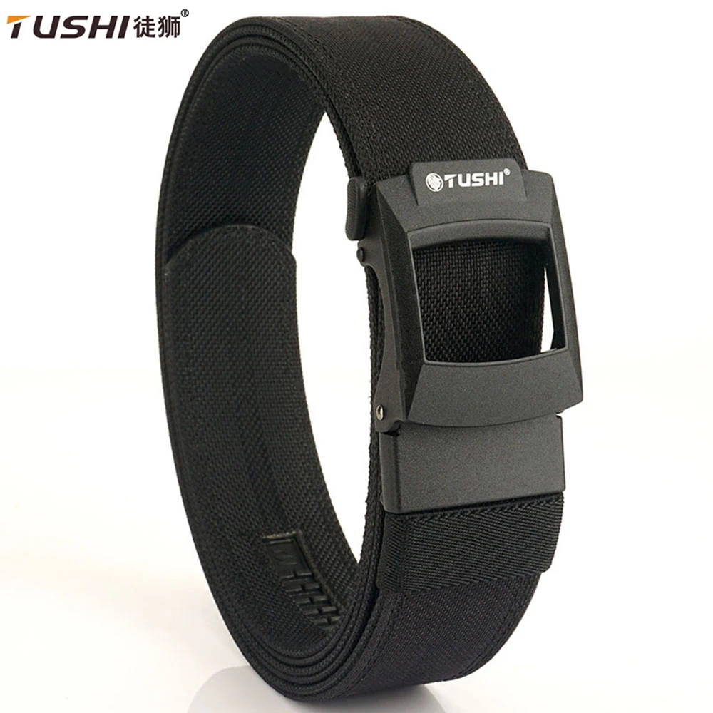 

TUSHI New Thick Tactical Belt for Men Metal Automatic Buckle Military Belt Tight Nylon Work Tool Gun Belt Casual Waistband Male