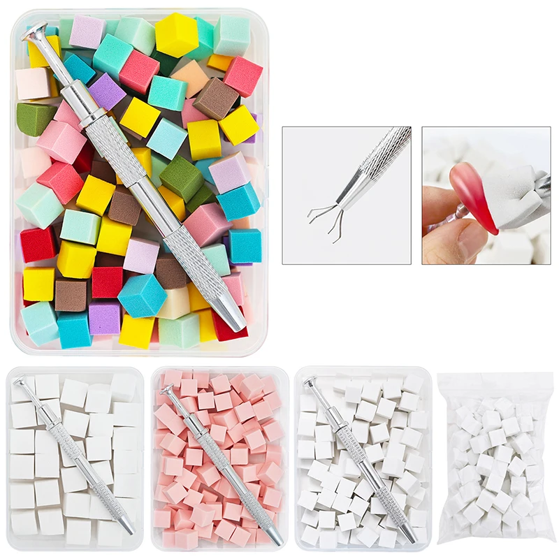 Gąbka do zdobienia paznokci Miękkie gąbki Gradient Nail Art Stamper Tools Fade Color Manicure Dotting Pen Polish Nail Sponge Gripper Tool