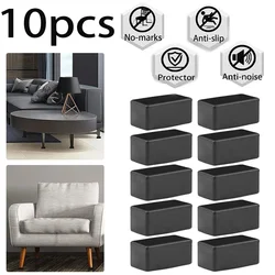 4/10pcs Rectangular Chair Leg Caps Silicone Non-Slip Furniture Feet Covers Table Chair Leg End Caps Covers Floor Protectors