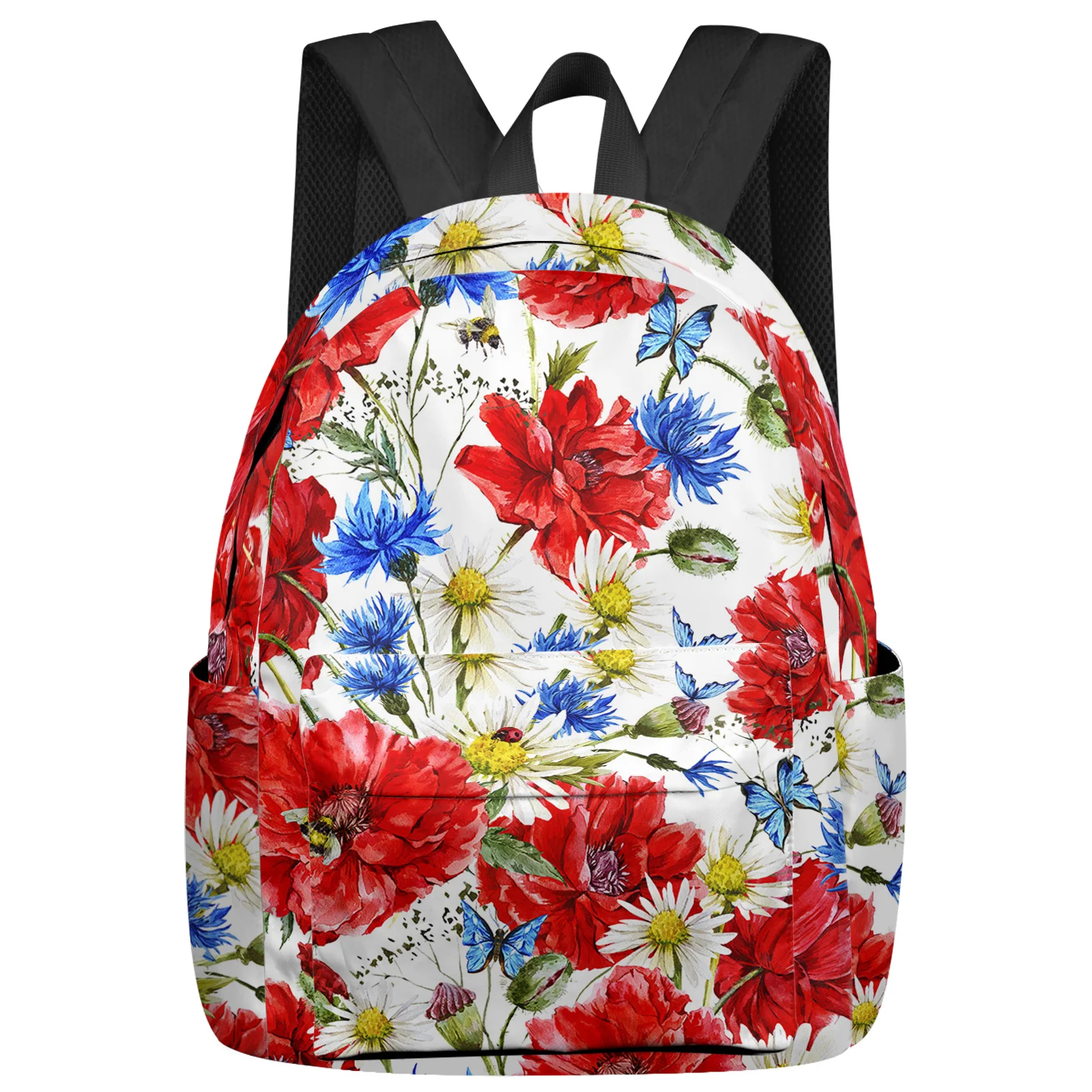 Mochila de Amapola roja para hombre y mujer, morral escolar de viaje, resistente al agua, ideal para estudiantes, niños y niñas