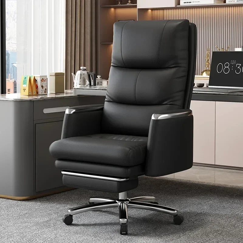Multi-functional Leather boss chair ergonomic seat reclining back home study comfortable office chair