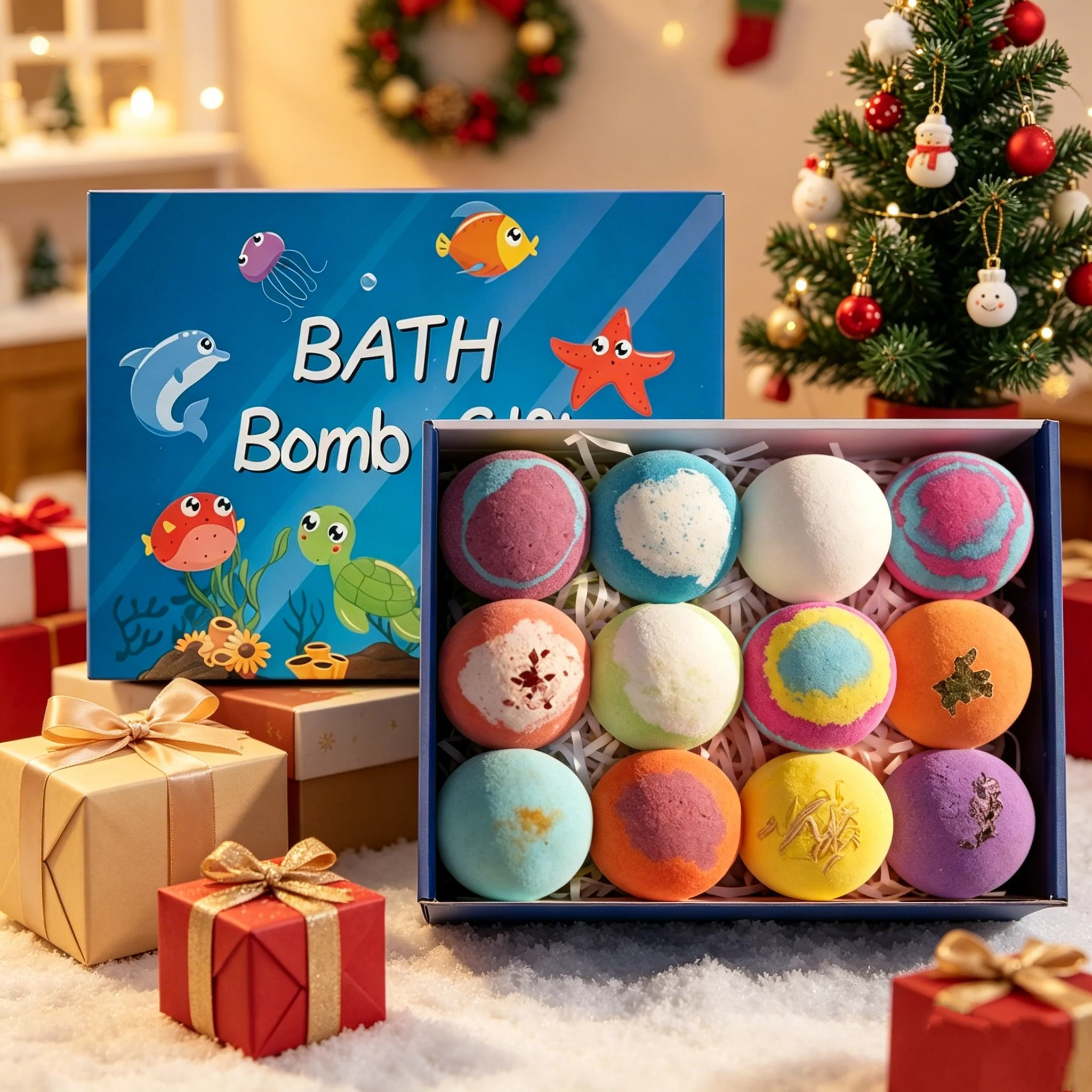 Bath Balls For Kids Adult Best Gift Set Surprise Lasting Moisturize 12 Pack Natural Organic Bubble Bath Fizzy Handmade Bath Ball
